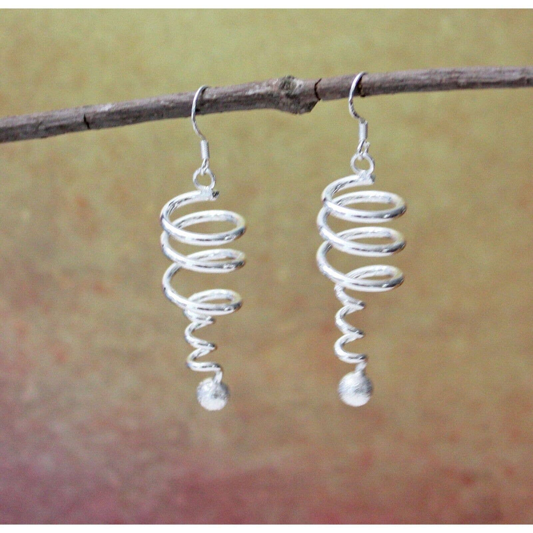 New Sterling Silver Coil Twisted Drop Dangle Earrings E81B