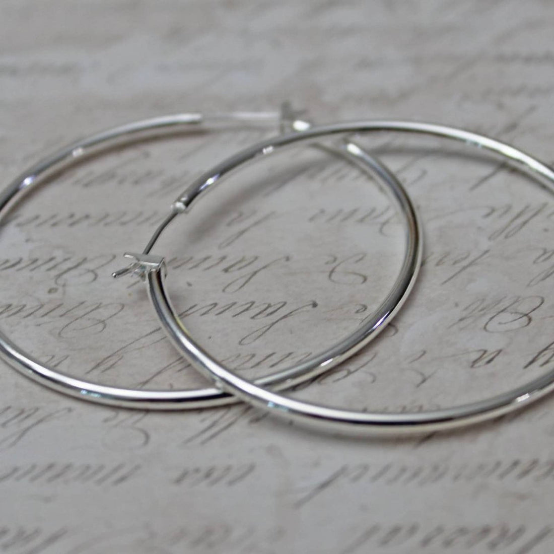 New 2 Inch Silver Hoop Earrings E34