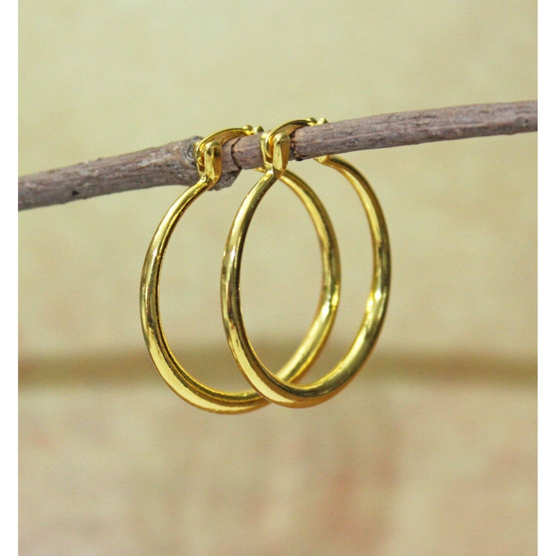 Gold Plated over Sterling Silver 925 Hoop Earrings E77