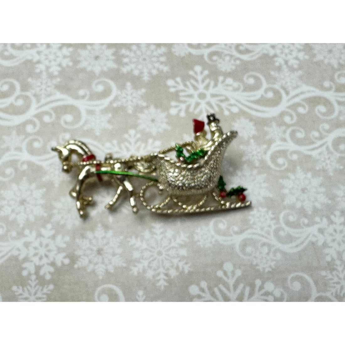 Gerry's Vintage Christmas Sleigh with Horse Pin Brooch