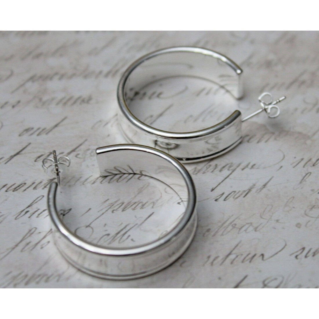 New Hoop with Posts Sterling Silver Earrings E74