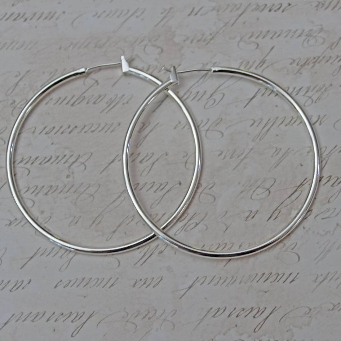 New 2 Inch Silver Hoop Earrings E34