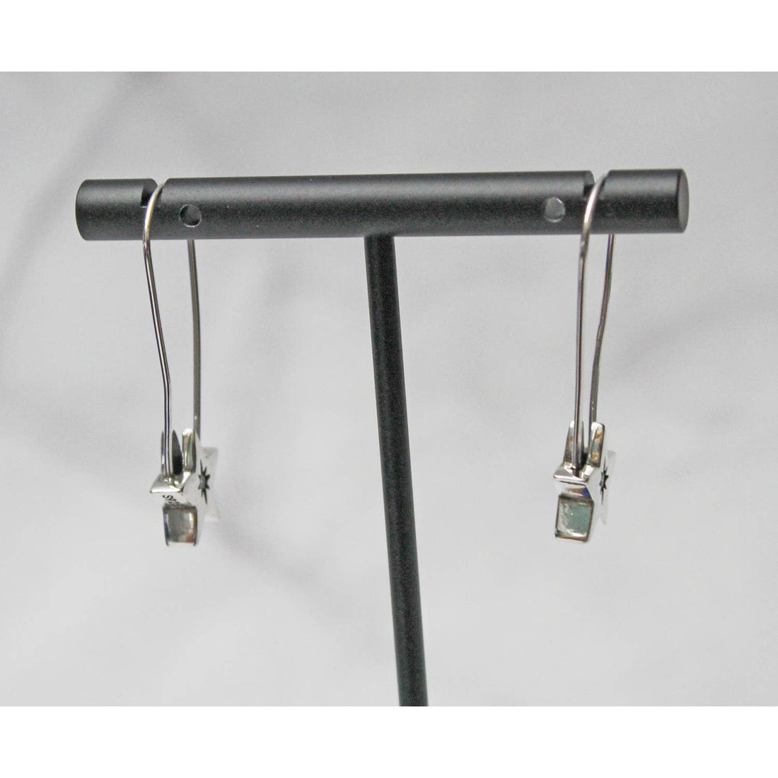 New Long Silver 925 Hook Earrings with Star and Rhinestone E61