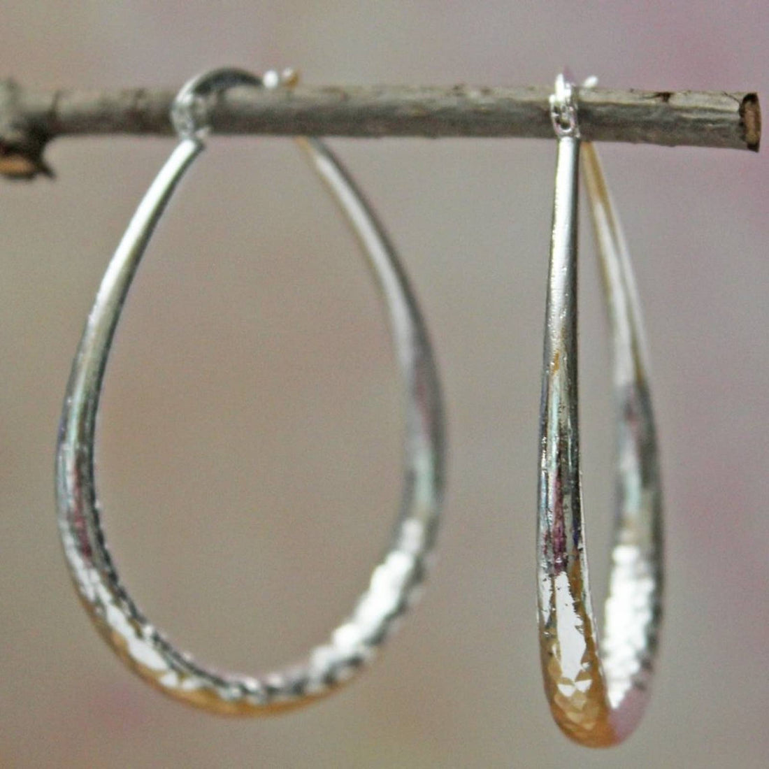 New Beautiful Sterling Silver 925 Teardrop Shaped Hoop Earrings E3