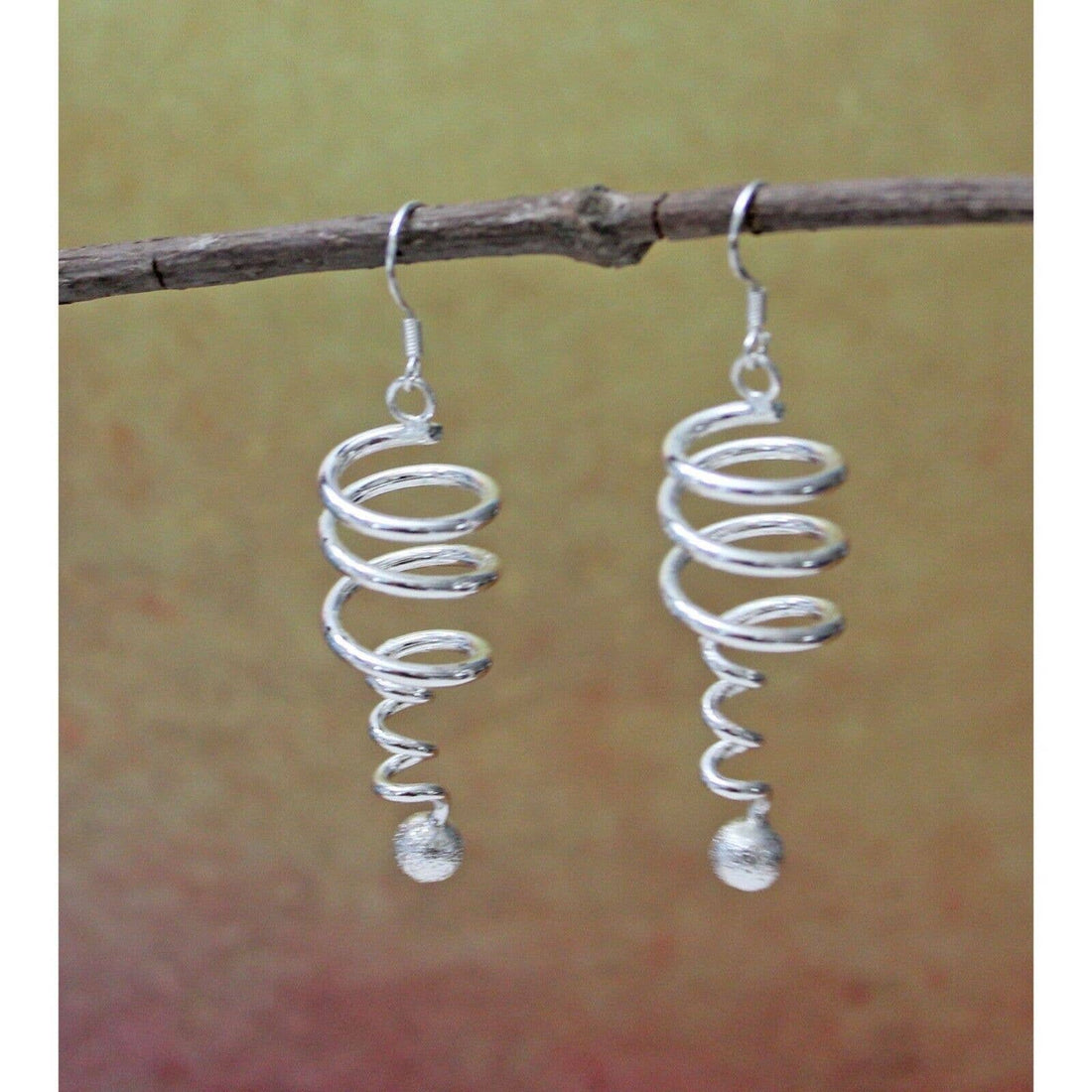 New Sterling Silver Coil Twisted Drop Dangle Earrings E81B