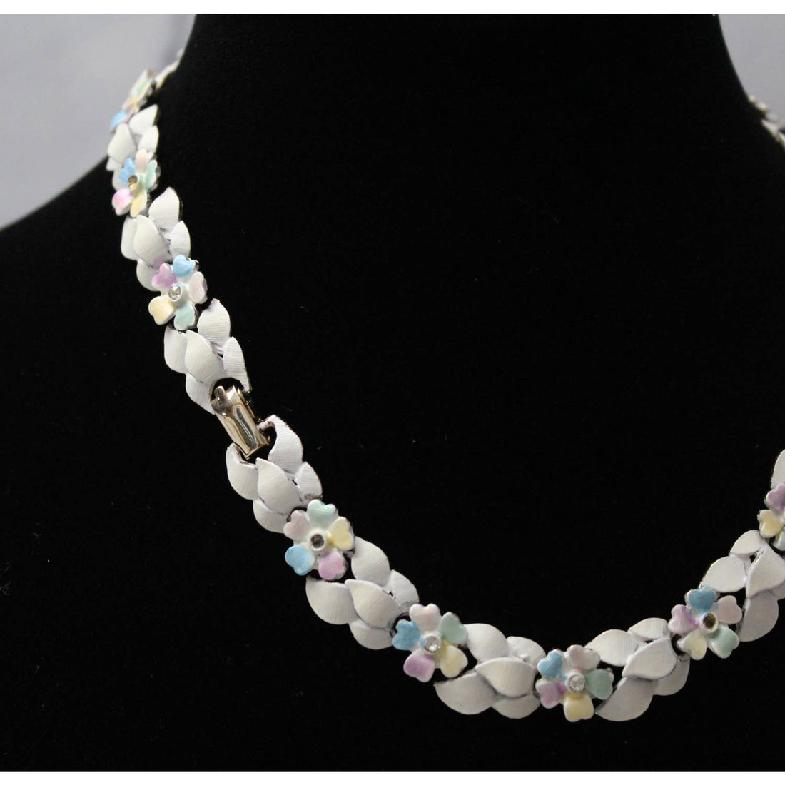 Enameled Metal Necklace in Pastel Colors