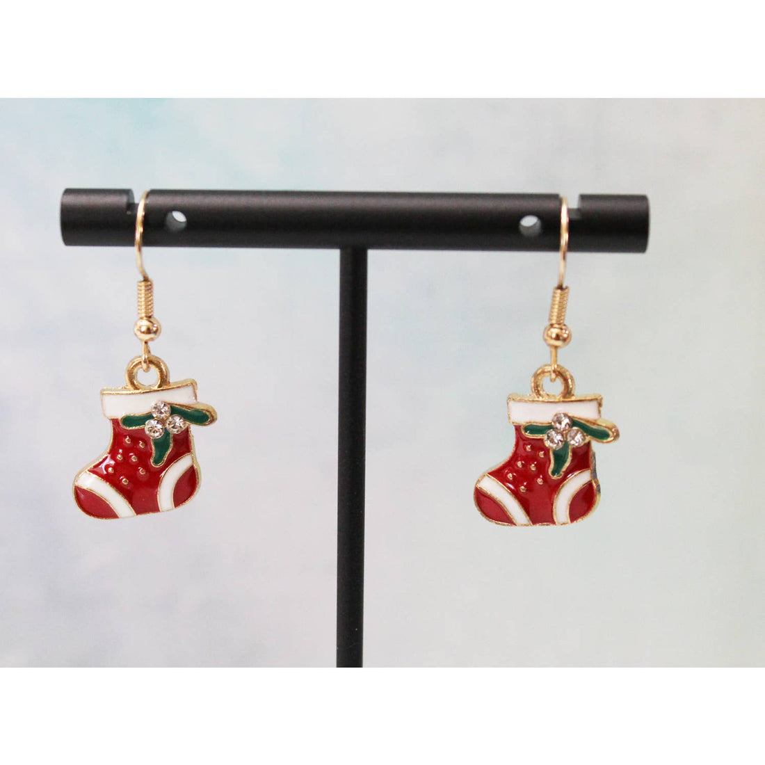 Enameled Christmas Stockings Earrings E122