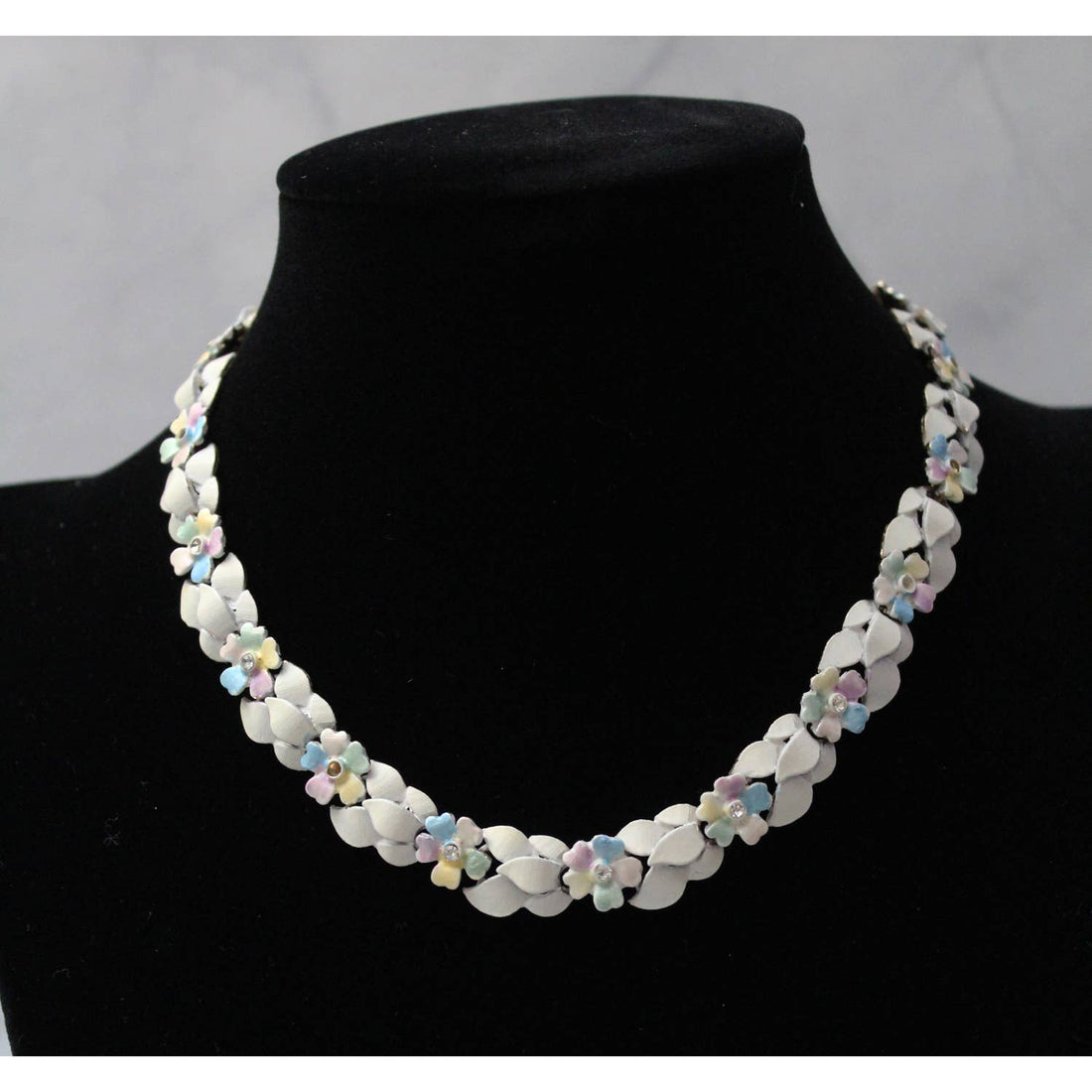 Enameled Metal Necklace in Pastel Colors