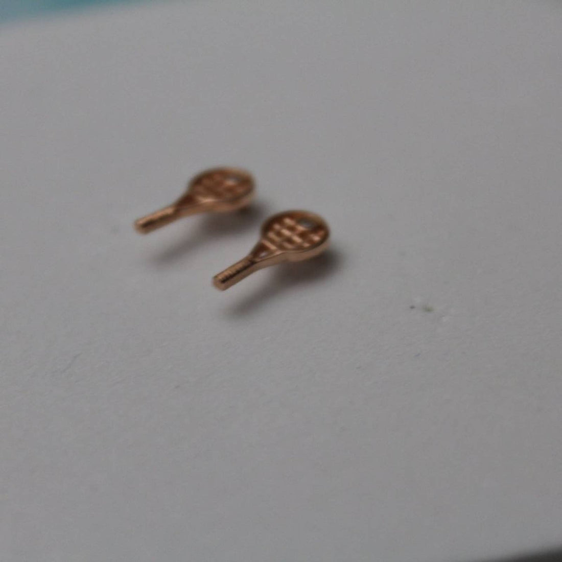 New Small Plated Rose Gold Tennis Racquet Stud Post Earrings  E24