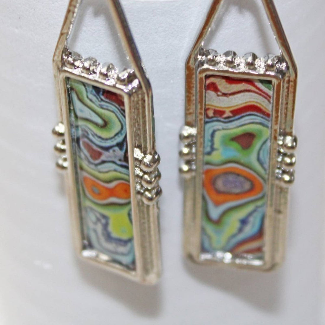 New Unique 925 Silver Earrings with Swirled Enamel  E49