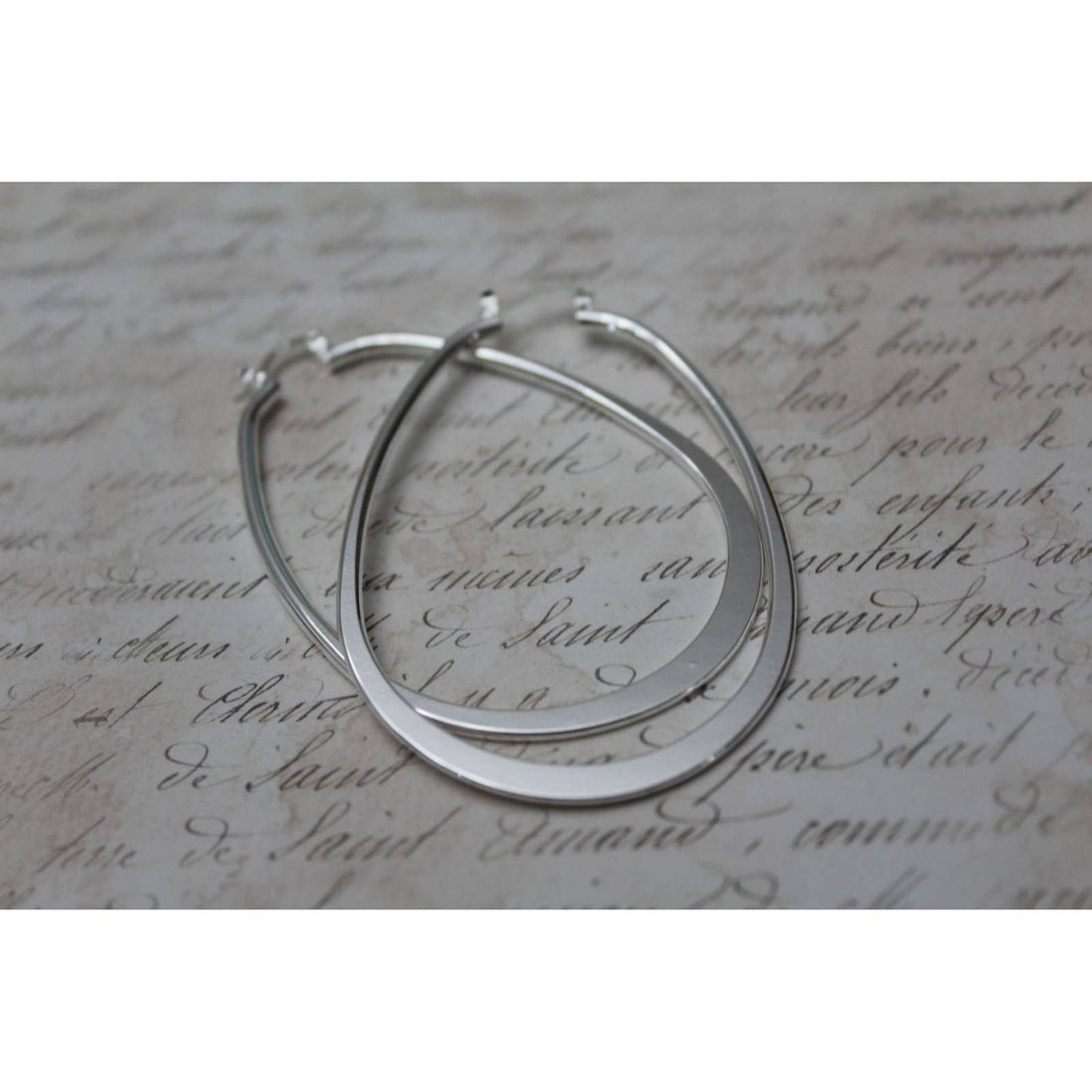 Very Large Oval Hoop Earrings Sterling Silver 925 E80B