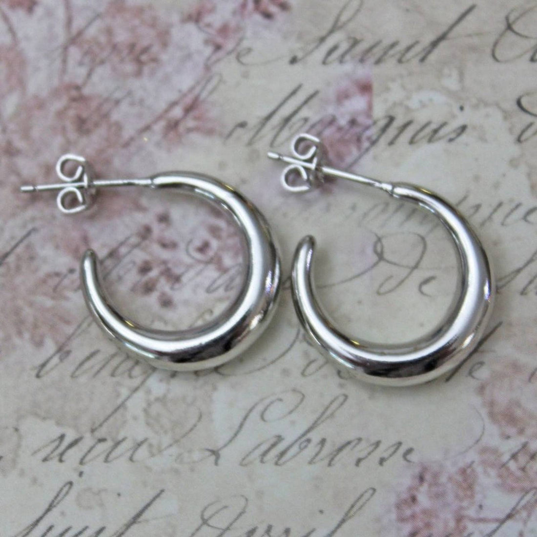 New Small 925 Silver Post Hoop Earrings E39