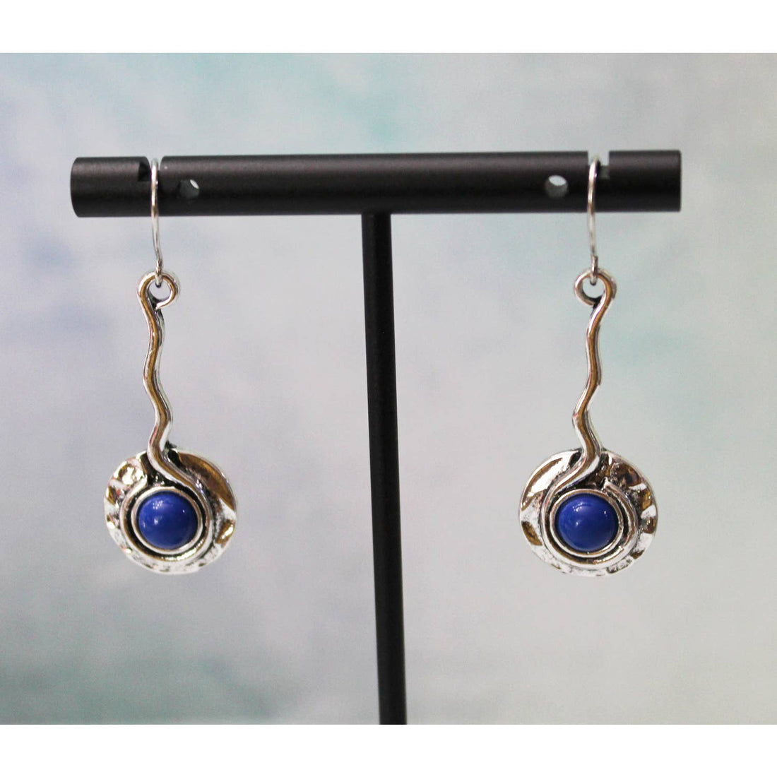 New Sterling Silver 925 Earrings with a Blue Cabachon  E150