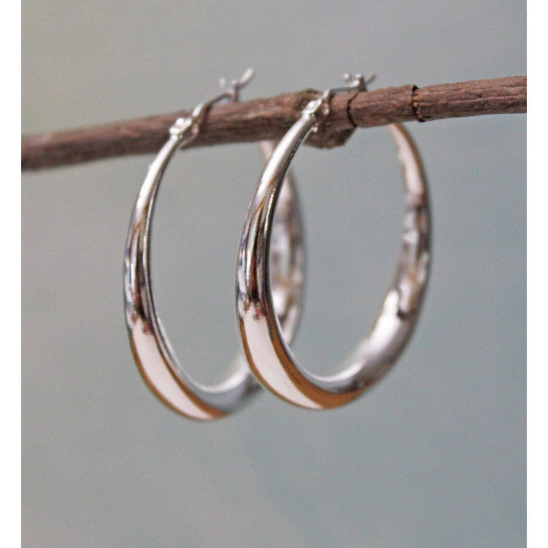 New Sterling Silver Hoop Earrings 1.25 Inches  E76