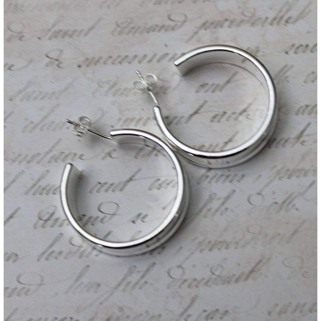 New Hoop with Posts Sterling Silver Earrings E74