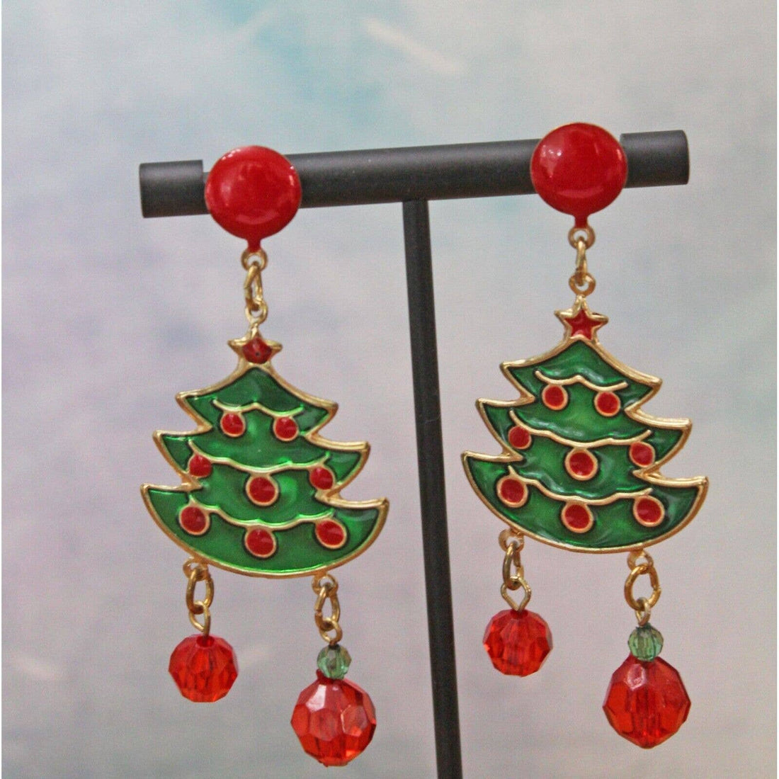 Metal Pre-Owned Christmas Tree Drop with Red Beads