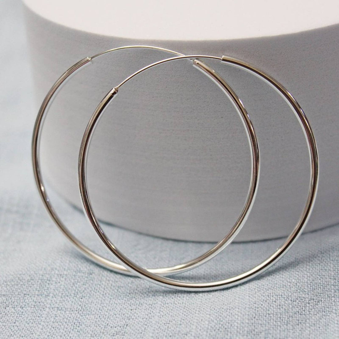 New Large 2 Inch Wide 925 Sterling Silver Hoop Earrings E48